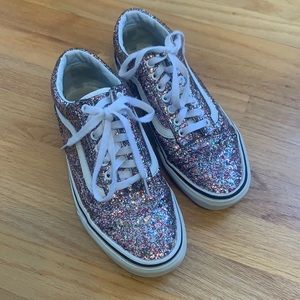 Woman’s multicolor glitter vans
